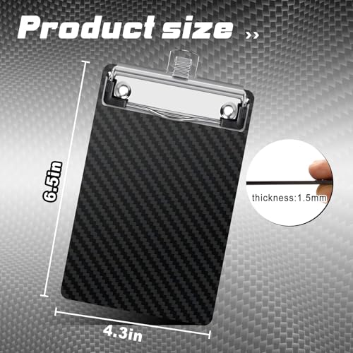 SBYURE Carbon Fiber Pocket Clipboard,A6 Size Black Clipboard Reinforced with Pen Clip & Hanging Loop Durable Small Clip Board for Outdoor, Office, Gifts(4.3x6.5 in) - Image 4