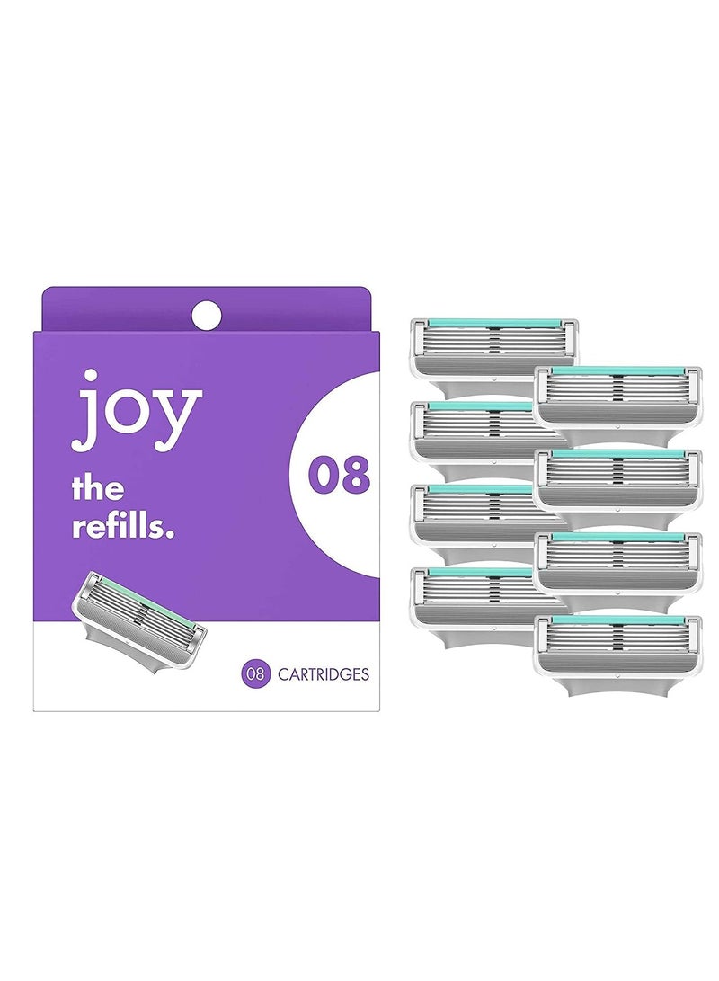 JOY Womens Razor Blade Refills, 8 Count, Purple, Lubrastrip To Help Avoid Skin Irritation - Image 1