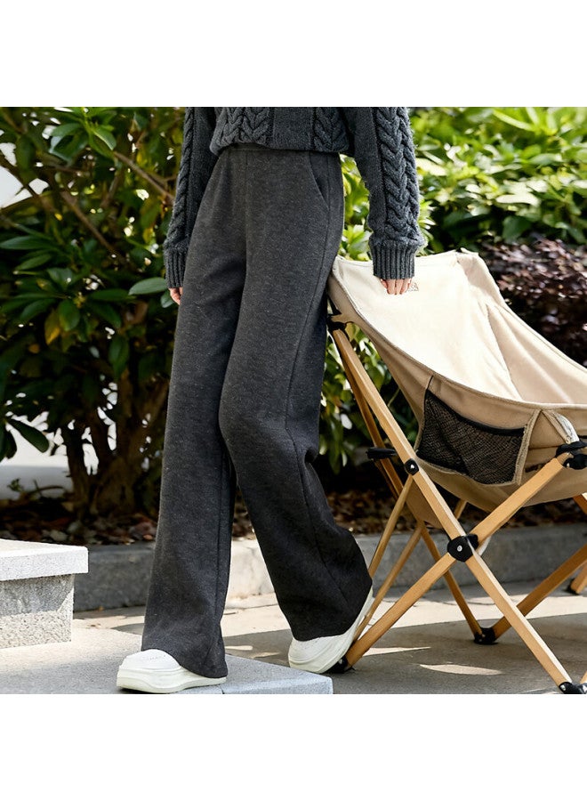 Fan Qin Thickened Wool Blend Glutinous Rice Pants Autumn Winter Woolen Warm Casual Trousers 353ka5247x Dark Heather Gray M - Image 5