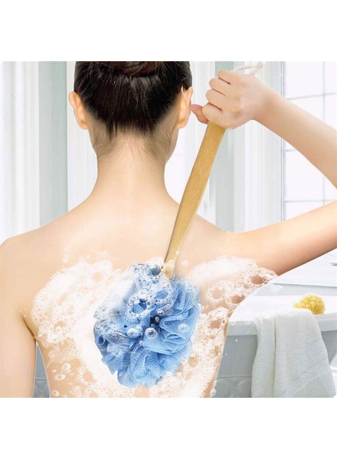 Loofah on a Stick, Loofah Back Scrubber for Shower, Bath Sponge with Handle, PE Soft Mesh Luffas, Exfoliating Luffa for Men and Women