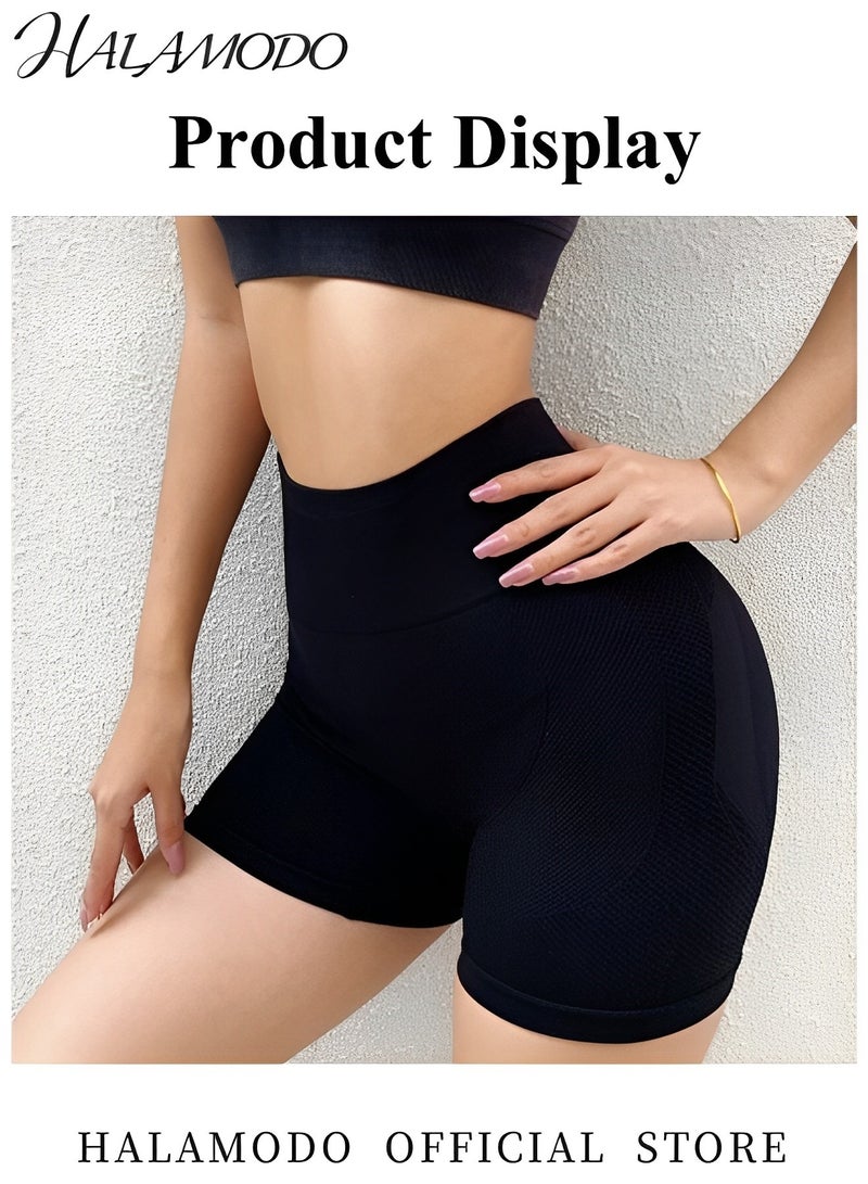 هالامودو شورت رياضي عالي الخصر عالي الخصر بدون خصر نسائي شورت رياضي بدون خصر سروال رياضي للتحكم في البطن، سروال رياضي للتحكم في البطن، سروال رياضي للتحكم في الفخذين - Image 5
