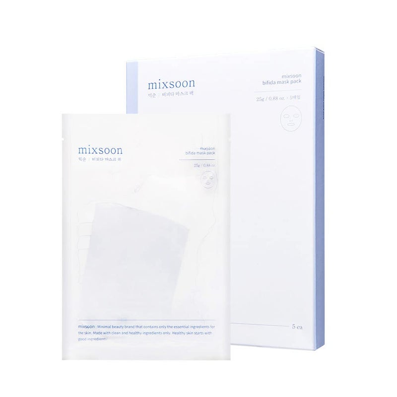 mixsoon Bifida Sheet Mask Pack Face Moisturizer Sheets Korean Glass Skin Care 1Pack 5ea