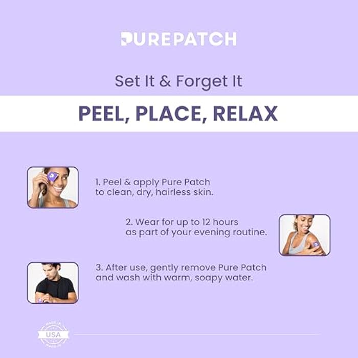 Pure Patch Sleep Patch – Plant-Based Vegan Topical Patch – Magnesium Glycinate – GABA – L-Theanine – Apigenin – Non-Ingestible – Water-Resistant – Gentle on Skin – Gluten Free – Made in USA –30Patches - Image 2