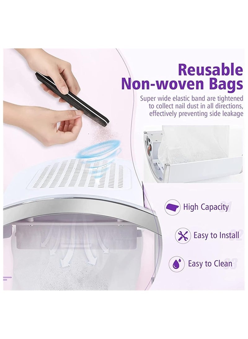 80W Desktop Nail Dust Collector, Low Noise & Strong Suction Nail Vacuum for Acrylic & Gel Nail Polishing, Comes with 2 Dust Collection Bags - Image 3