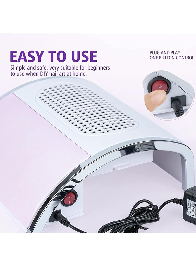 80W Desktop Nail Dust Collector, Low Noise & Strong Suction Nail Vacuum for Acrylic & Gel Nail Polishing, Comes with 2 Dust Collection Bags - Image 4