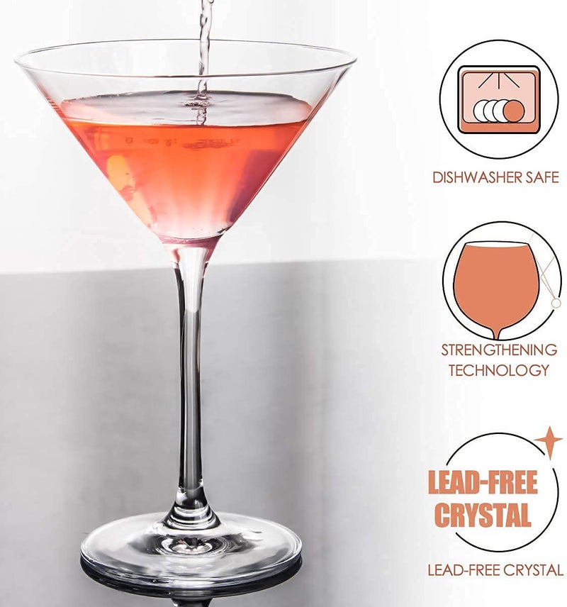 Reflector Reflector Premium Crystal Martini Glasses Set of 4 48 Ounce140ml VShape Straightstemmed Italian Clear Elegant Cocktail Glasses for Bar Martini Juice Pisco Sour Cosmopolitan Gimlet  - Image 3