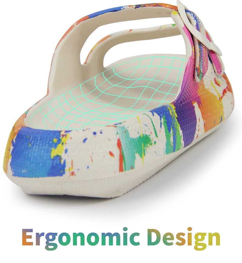 BenSorts BenSorts Slides for Women Bath Shower Shoe Pillow Sandals Open Toe Massage Pool Room House Slippers EVA SPA Slippers for Indoor Outdoor Colorful Beige Men Size 5 6 Women Size 7 7.5 - Image 5