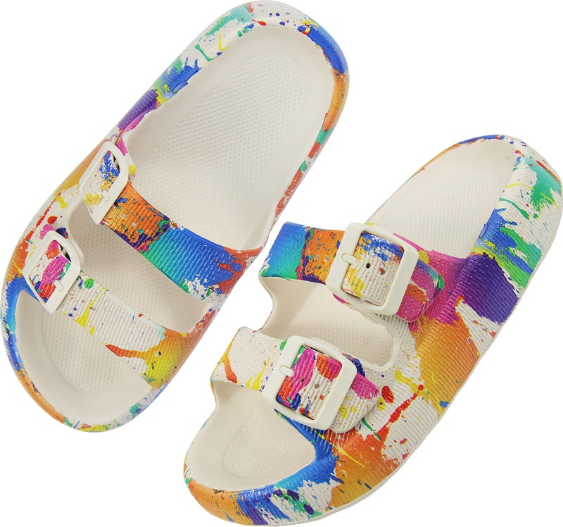 BenSorts BenSorts Slides for Women Bath Shower Shoe Pillow Sandals Open Toe Massage Pool Room House Slippers EVA SPA Slippers for Indoor Outdoor Colorful Beige Men Size 5 6 Women Size 7 7.5 - Image 1