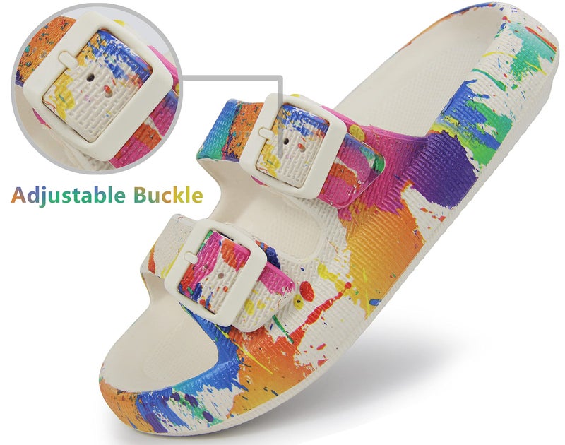 BenSorts BenSorts Slides for Women Bath Shower Shoe Pillow Sandals Open Toe Massage Pool Room House Slippers EVA SPA Slippers for Indoor Outdoor Colorful Beige Men Size 5 6 Women Size 7 7.5 - Image 3