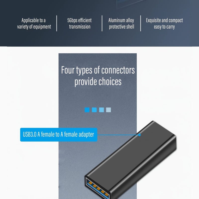 USB 3.0 Adapter Kit 3 Pack Female Female Male Male Converter Black - Image 5