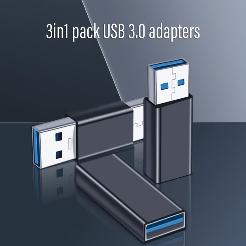 USB 3.0 Adapter Kit 3 Pack Female Female Male Male Converter Black - Image 3