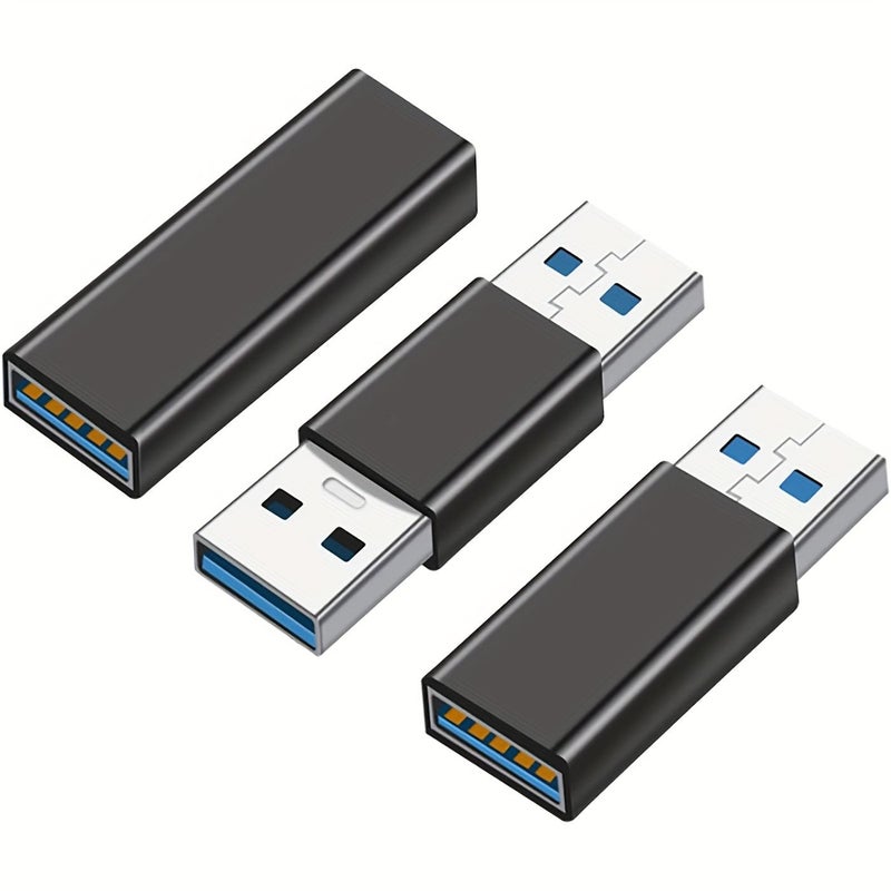 USB 3.0 Adapter Kit 3 Pack Female Female Male Male Converter Black - Image 1