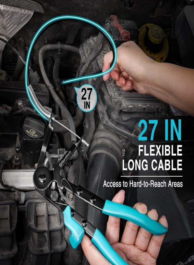 DURATECH Flexible Hose Clamp Pliers, 27" Long Reach Radiator Hose Clamp Removal Tool with Ratchet Locking Mechanisms, Spring Clamp Pliers for Automotive, Car, and Truck Repairs - Image 3