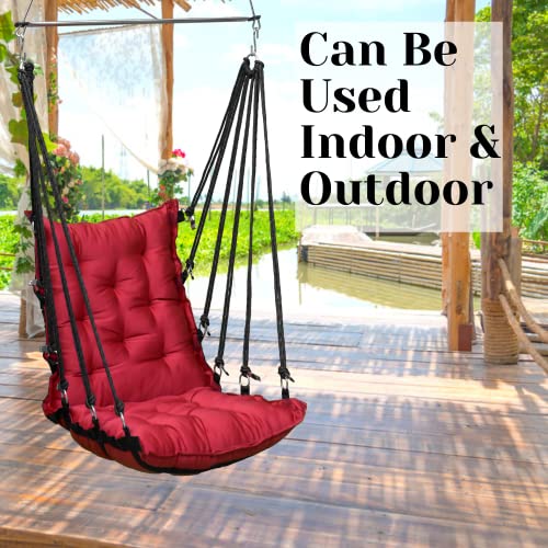 Patiofy Cotton Large Soft Leather Velvet Hammock Hanging Swing Chair, Jhula For Adults, Swing For Indoor/Outdoor, Home, Balcony & Garden, 200 Kgs Weight Capacity (Free Hanging Accessories- Red) - Image 2