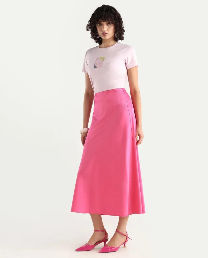 Rareism Women's Solid Maxi Skirt