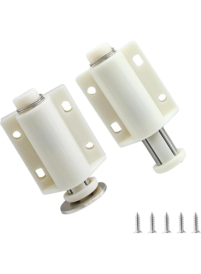 S-TOP 2 Pack Magnetic Touch Latch for Cabinets, Push Open Catches and Push Release Latches, Hardware for Kitchen Cabinet, Drawer, Cupboard, Closet Door, Easy Install (White) - Image 1