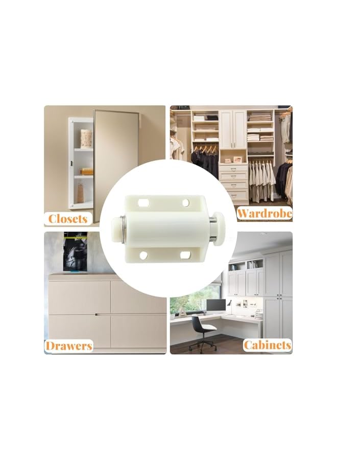 S-TOP 2 Pack Magnetic Touch Latch for Cabinets, Push Open Catches and Push Release Latches, Hardware for Kitchen Cabinet, Drawer, Cupboard, Closet Door, Easy Install (White) - Image 4