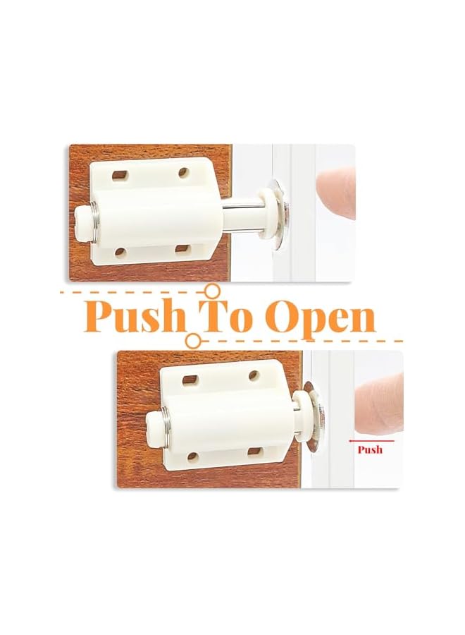 S-TOP 2 Pack Magnetic Touch Latch for Cabinets, Push Open Catches and Push Release Latches, Hardware for Kitchen Cabinet, Drawer, Cupboard, Closet Door, Easy Install (White) - Image 2