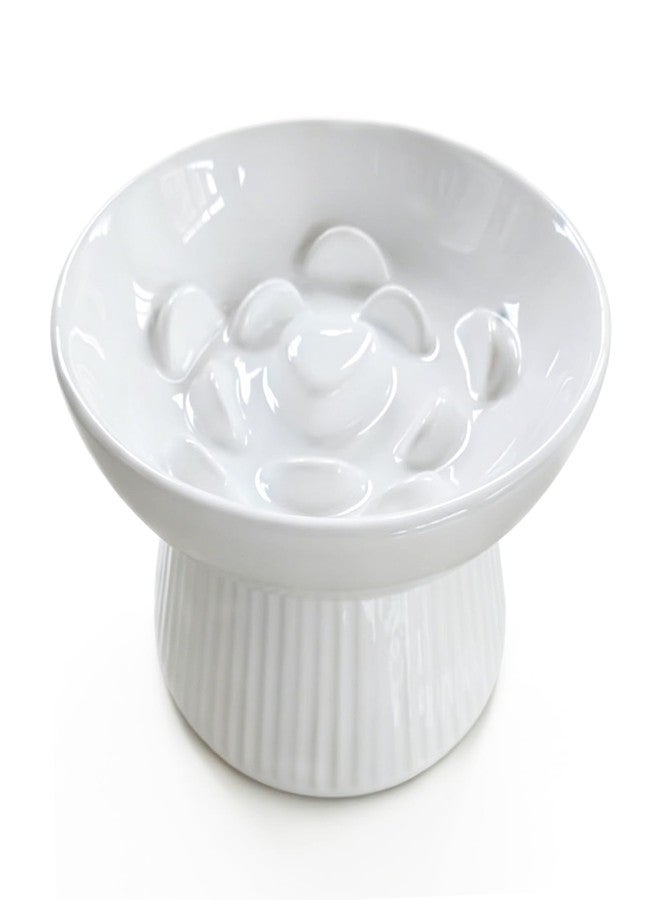 Dyienocs Ceramic Elevated Slow Feeder Cat Bowl,Anti Vomiting & Choking Cat Slow Feeder,Raised Heart Shaped Cute Cat Bowl Slow Feeder for Dry and Wet Food, Spill-Proof and Easy to Clean-White - Image 1
