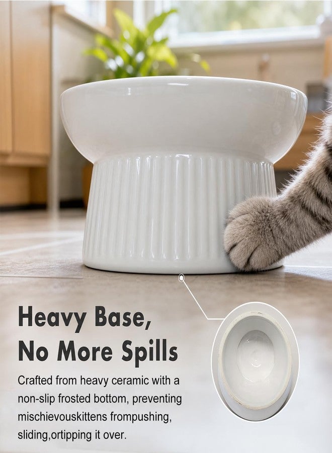 Dyienocs Ceramic Elevated Slow Feeder Cat Bowl,Anti Vomiting & Choking Cat Slow Feeder,Raised Heart Shaped Cute Cat Bowl Slow Feeder for Dry and Wet Food, Spill-Proof and Easy to Clean-White - Image 3