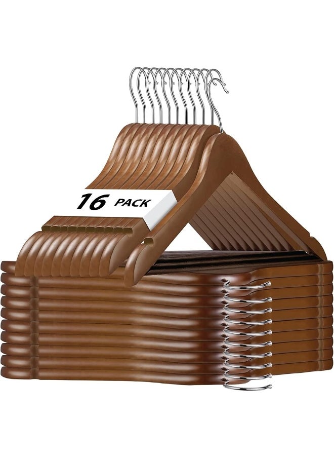HOUSE DAY - HOUSE DAY Wooden Hanger 16 Pack Wooden Suit Hanger Non-Slip Cloth Hangers Wooden Clothes Hanger Smooth Finish Wooden Coat Hanger Premium Wooden Hangers for Clothes Dress Suit - Image 1