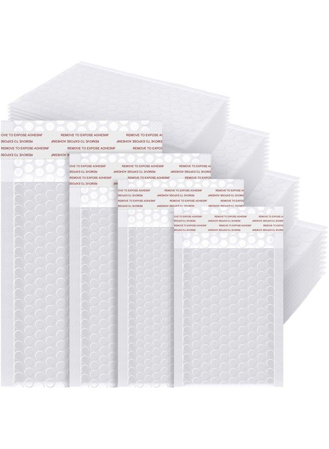 Henoyso 100 Pcs Bubble Mailer 4 Sizes Self Adhesive Waterproof Padded Envelopes Cushioning Seal Bubble Shipping Envelopes for Mailing Packaging Small Business Packing Supplies (White) - Image 1