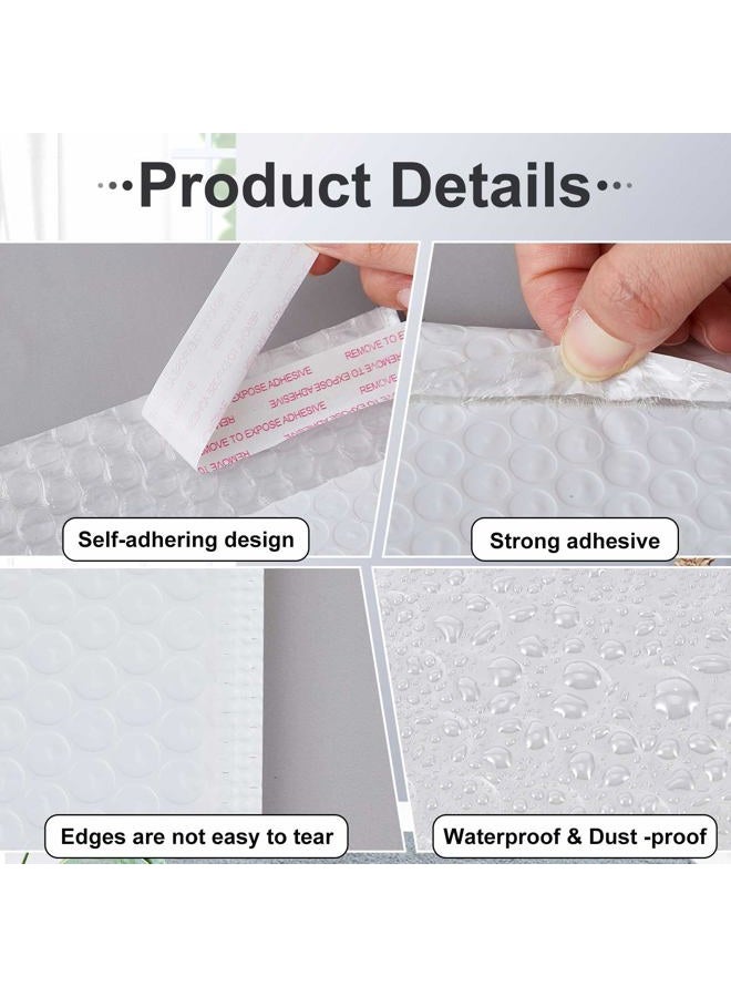 Henoyso 100 Pcs Bubble Mailer 4 Sizes Self Adhesive Waterproof Padded Envelopes Cushioning Seal Bubble Shipping Envelopes for Mailing Packaging Small Business Packing Supplies (White) - Image 4