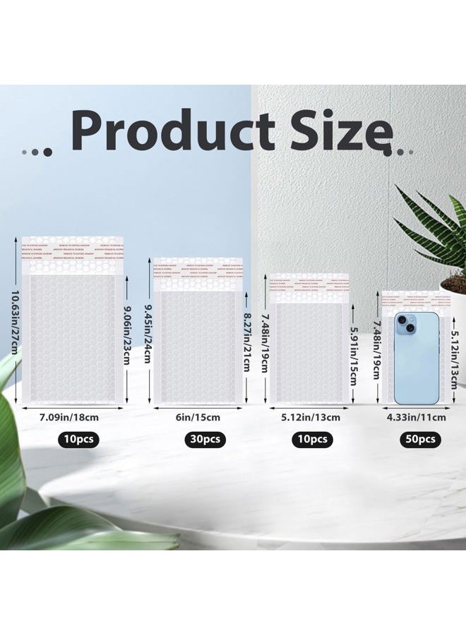 Henoyso 100 Pcs Bubble Mailer 4 Sizes Self Adhesive Waterproof Padded Envelopes Cushioning Seal Bubble Shipping Envelopes for Mailing Packaging Small Business Packing Supplies (White) - Image 2