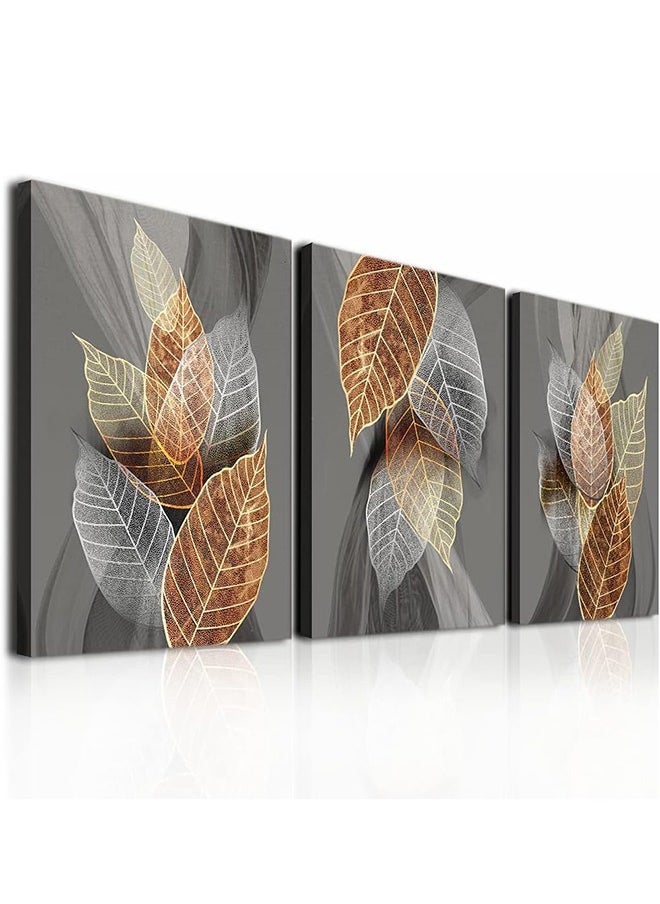 Arabest Modern Canvas Wall Art 3 Pieces - Abstract Leaf Painting with Black Frame for Living Room & Bedroom, Large Artistic Wall Decor for Home/Kitchen/Bathroom (Inspirational Wall Decor Set)  - Image 2