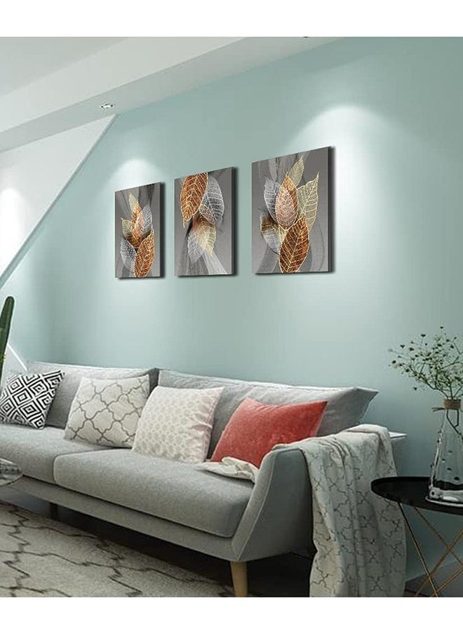Arabest Modern Canvas Wall Art 3 Pieces - Abstract Leaf Painting with Black Frame for Living Room & Bedroom, Large Artistic Wall Decor for Home/Kitchen/Bathroom (Inspirational Wall Decor Set)  - Image 4