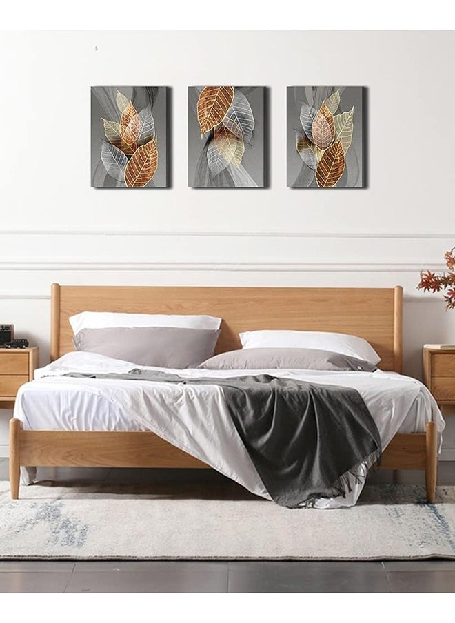 Arabest Modern Canvas Wall Art 3 Pieces - Abstract Leaf Painting with Black Frame for Living Room & Bedroom, Large Artistic Wall Decor for Home/Kitchen/Bathroom (Inspirational Wall Decor Set)  - Image 3