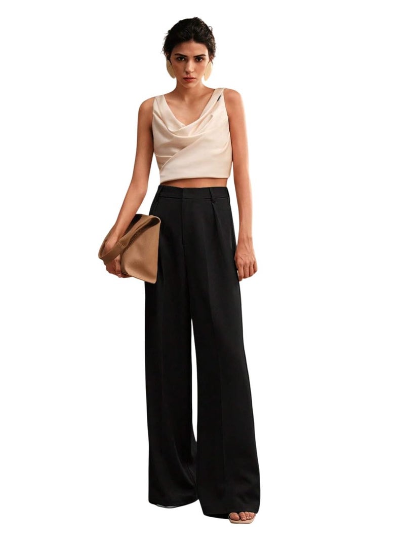 KOTTY Women's Pot Black Lightweight Office wear Pant (Black,M)-KTTWOMENSPANT730M - Image 1