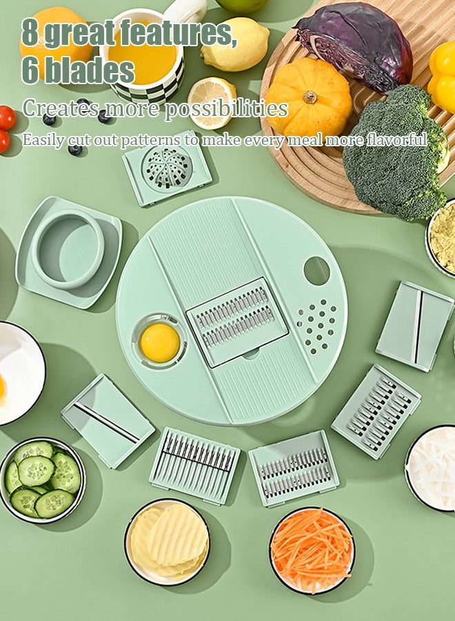 8in 1 Leachable Vegetable Chopper with 6Blades, Multifunctional Food Chopper Adjustable Thickness, Kitchen Vegetable Mandolines Slicer Dicer Cutter for Ginger, Potatoes, Carrots, etc  - Image 3