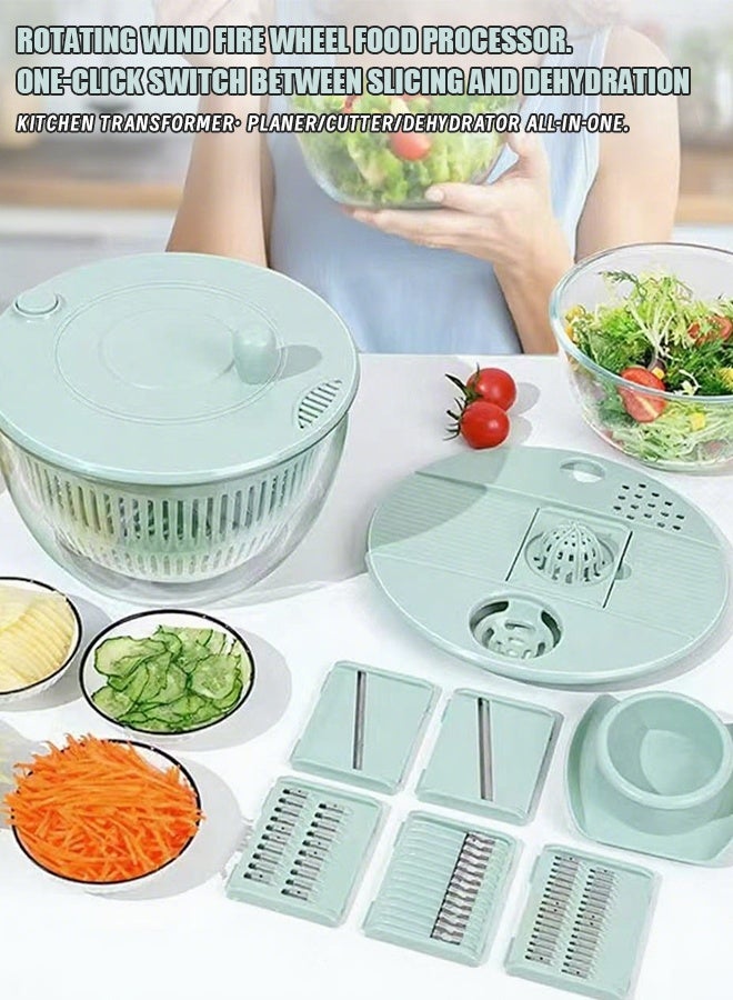 8in 1 Leachable Vegetable Chopper with 6Blades, Multifunctional Food Chopper Adjustable Thickness, Kitchen Vegetable Mandolines Slicer Dicer Cutter for Ginger, Potatoes, Carrots, etc  - Image 1