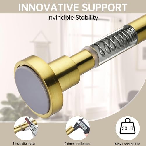 BRIOFOX Shower Curtain Rod Adjustable 18-78 Inch, Spring Tension Shower Rod No Drilling Non Slip, Brushed Gold - Image 4