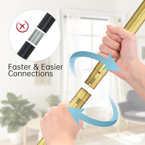 BRIOFOX Shower Curtain Rod Adjustable 18-78 Inch, Spring Tension Shower Rod No Drilling Non Slip, Brushed Gold - Image 3