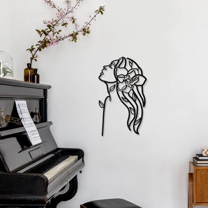 Photect 3 Pcs Metal Wall Art Decor Minimalist Abstract Woman Wall Art Metal Modern Line Drawing Decor Female Single Line Home Hanging for Bedroom Bathroom Living Room Christmas Housewarming(Elegant) - Image 4