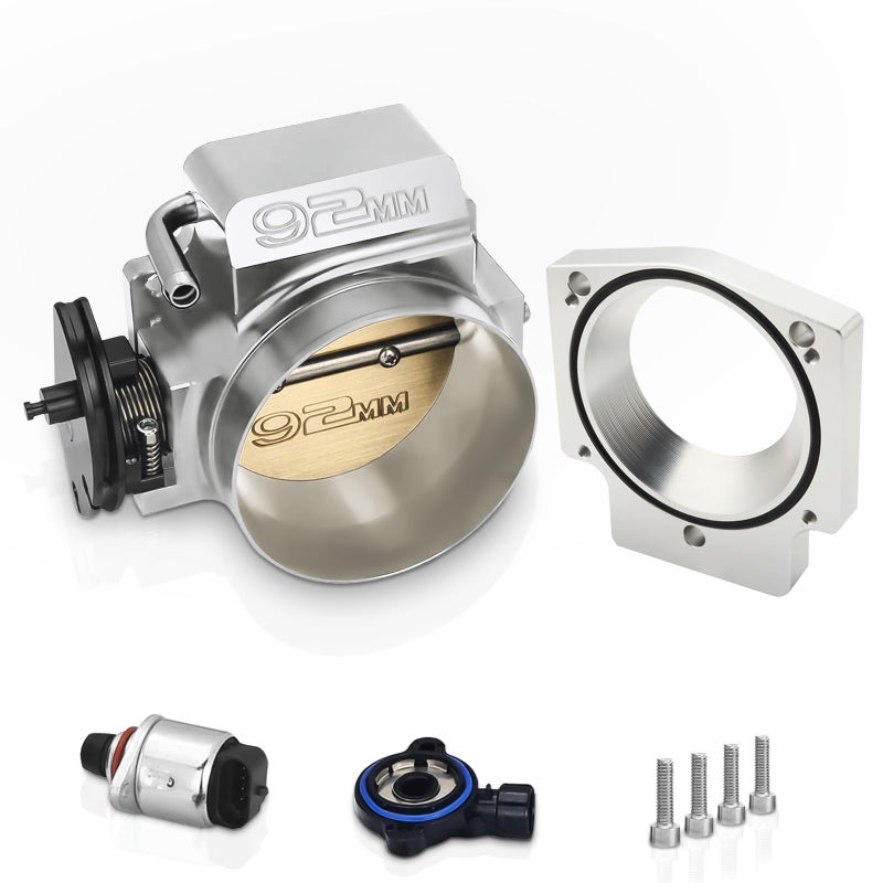 جسم خنق Endxedo 92MM مع مستشعر TPS IAC وموصل جسم الخنق يناسب شيفروليه GM الجيل الثالث LSX LS LS1 LS2 LS7 محرك فضي