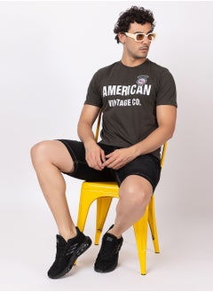 OCTAVE Octave Men's Solid Color Cotton  T-shirt,Olive Green  - Image 2