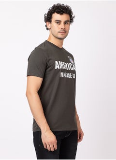OCTAVE Octave Men's Solid Color Cotton  T-shirt,Olive Green  - Image 3