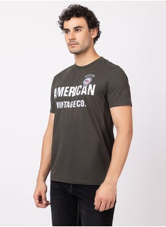 OCTAVE Octave Men's Solid Color Cotton  T-shirt,Olive Green  - Image 4