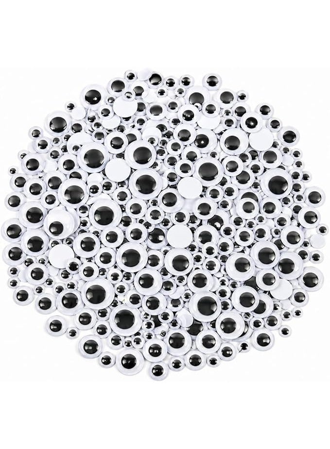 Googly Eyes Set of 600 Pieces in Assorted Sizes for Crafts, Scrapbooking, and Classroom Decorations; Round Plastic Eyes 8mm, 10mm, 12mm, 15mm - Image 1
