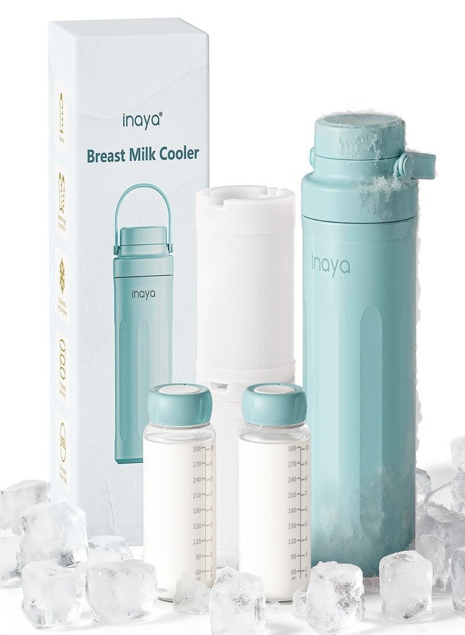 Inaya Portable Breast Milk Cooler Bottle 22oz - Travel Breastmilk Chiller with 24 Hours Cooling, Large Capacity Nursing Essentials with 2 Independent Bottles for Breastmilk Storage, Purity Blue - Image 1