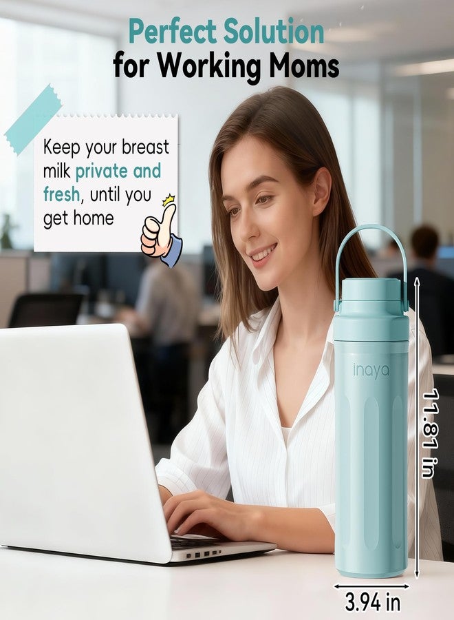 Inaya Portable Breast Milk Cooler Bottle 22oz - Travel Breastmilk Chiller with 24 Hours Cooling, Large Capacity Nursing Essentials with 2 Independent Bottles for Breastmilk Storage, Purity Blue - Image 4