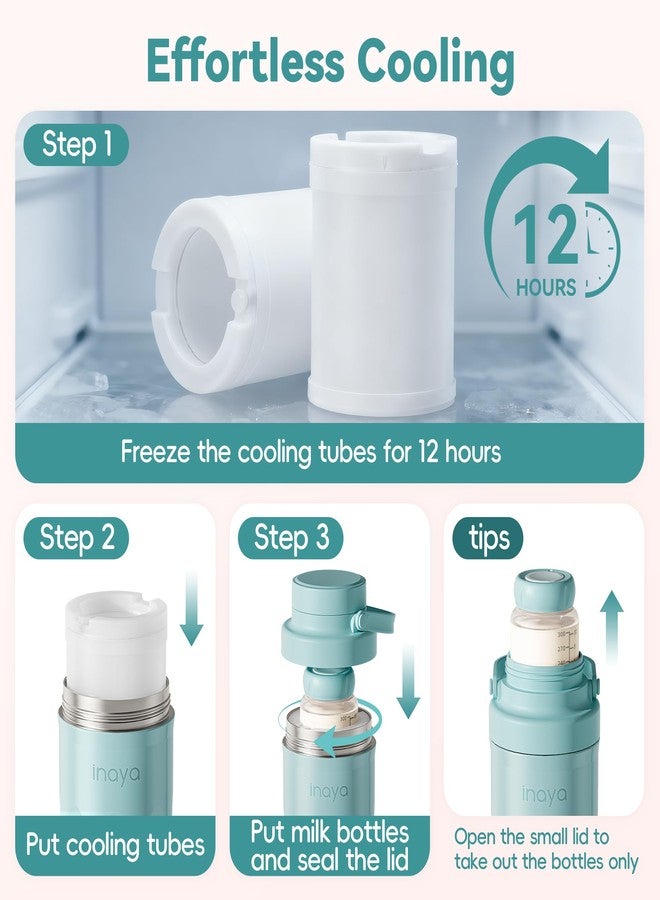 Inaya Portable Breast Milk Cooler Bottle 22oz - Travel Breastmilk Chiller with 24 Hours Cooling, Large Capacity Nursing Essentials with 2 Independent Bottles for Breastmilk Storage, Purity Blue - Image 5