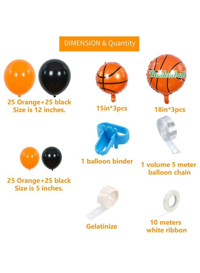BEISHIDA 110 Pack Basketball Balloon Basketball Sports Party Balloons Arch Kit Decorations For Basketball Sports Garland Theme Party Birthday Party Decoration Supplies(Orange/Black) - Image 3