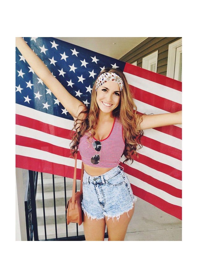 NVENF (A-Flag Color) - 4th of July Headbands Crystal Knotted Headbands for Women, Beaded Jewelled Headbands, Wide Top Knot Headbands Summer Headpieces, Fashion Headband (A-Flag Colour) - Image 3