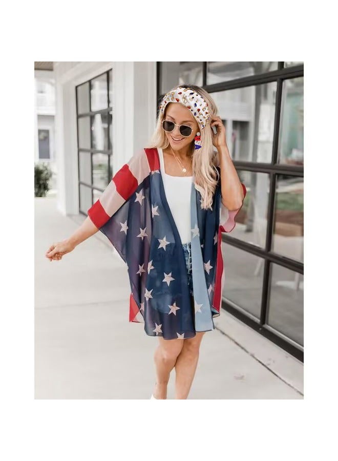 NVENF (A-Flag Color) - 4th of July Headbands Crystal Knotted Headbands for Women, Beaded Jewelled Headbands, Wide Top Knot Headbands Summer Headpieces, Fashion Headband (A-Flag Colour) - Image 5