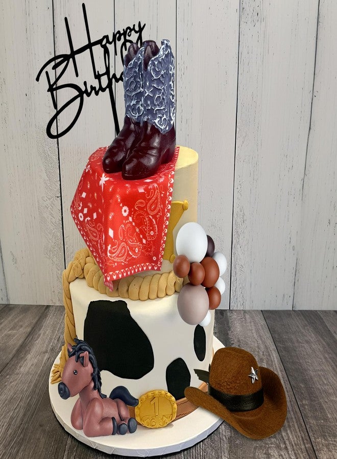 KEEPARTY 31 PCS Cowboy Cake Decorations Hat and Boot Cake Toppers for Western Theme Birthday Baby Shower Cowboy Cowgirl Party Supplies - Image 4