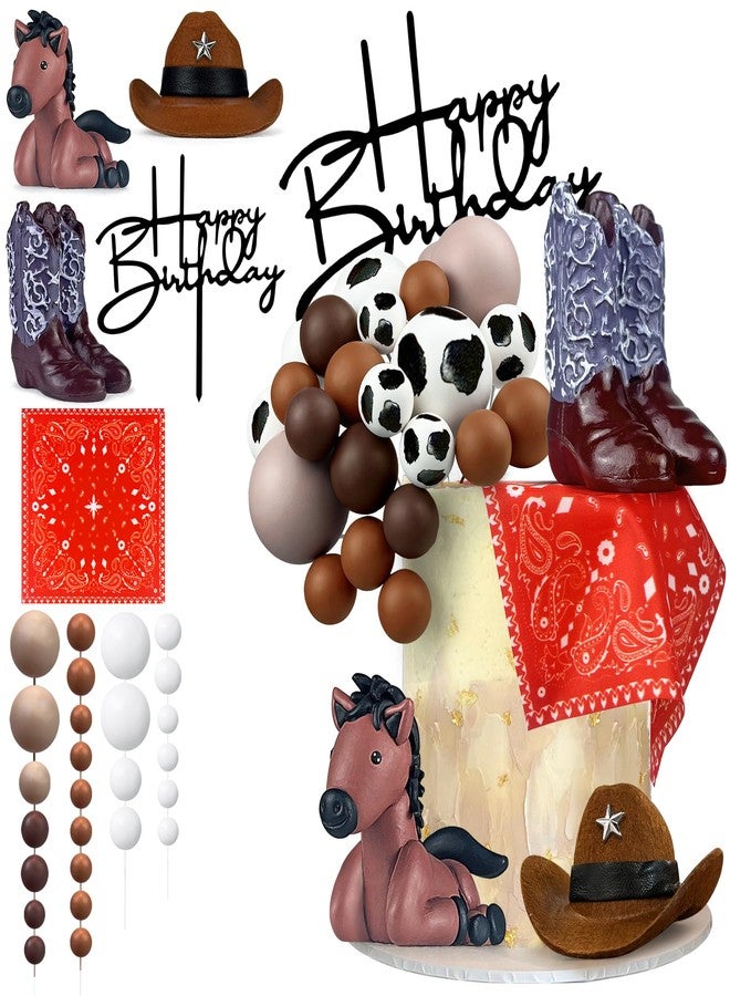 KEEPARTY 31 PCS Cowboy Cake Decorations Hat and Boot Cake Toppers for Western Theme Birthday Baby Shower Cowboy Cowgirl Party Supplies - Image 1